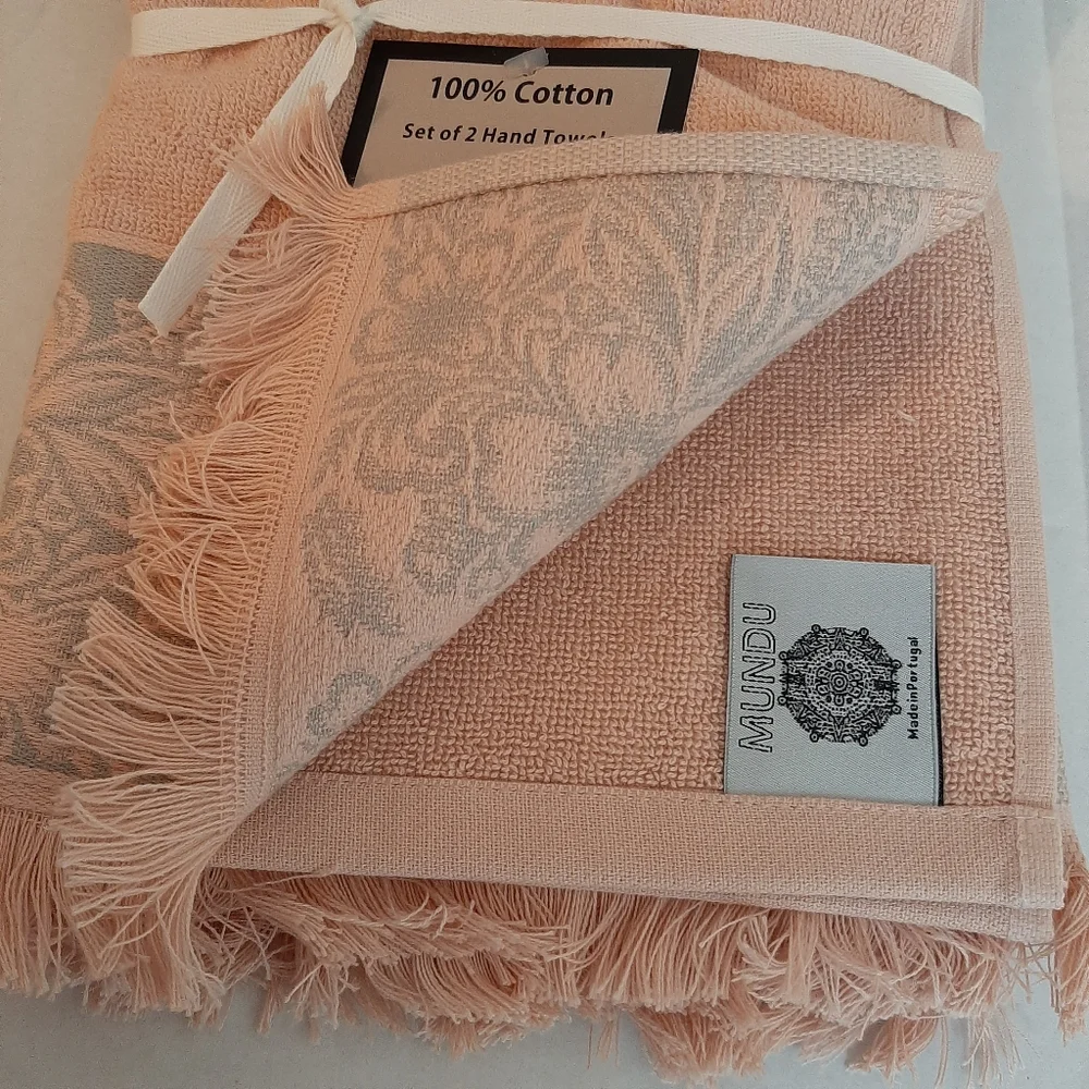 MUNDU Floral Cotton Hand Towels Pair